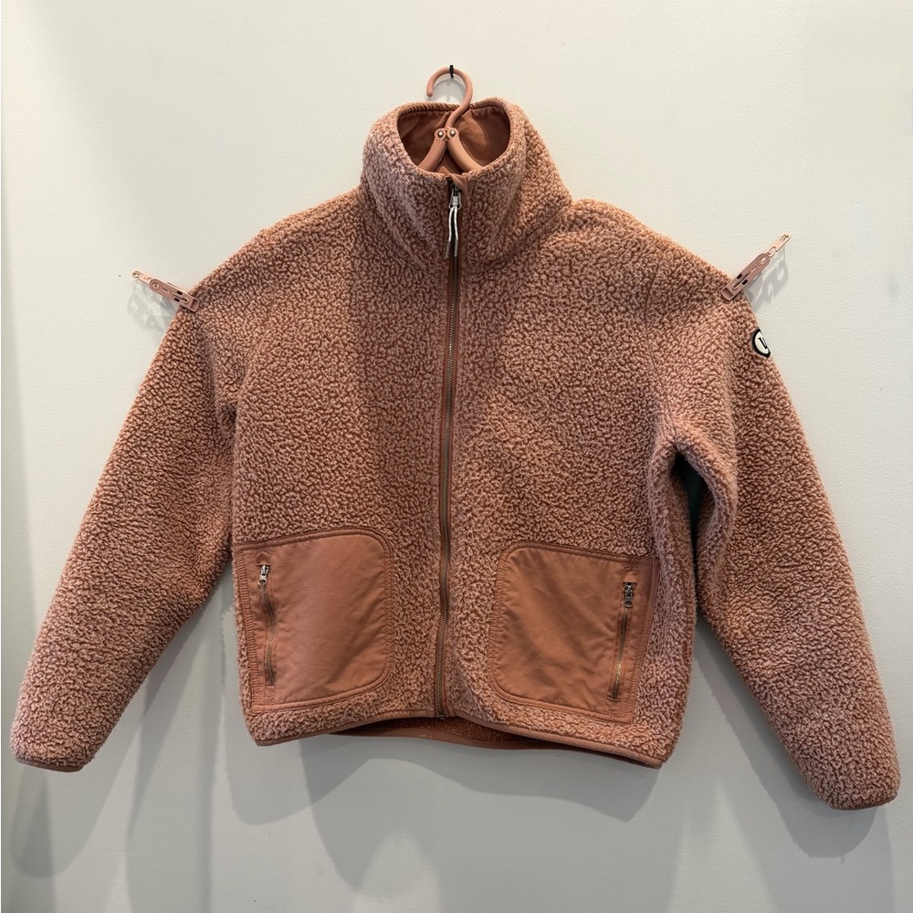 Vuori Jacket Women's Pink Sherpa Small Fleece Full Zip Pockets